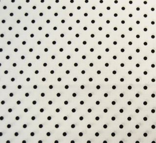 Potisk plátna č.418 černý puntík na bílém podkladě