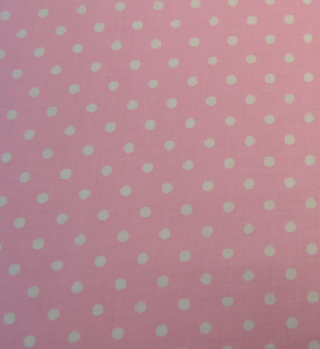 Potisk plátna č.421 bílý puntík na růžovém podkladě