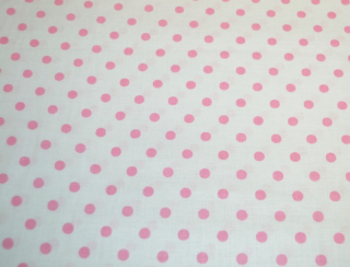 Potisk plátna č.422 růžový puntík na bílém podkladě