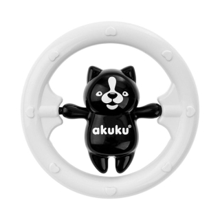 Černobílé chrastítko Medvídek AKUKU – kontrastní chrastítko pro miminko 🧸