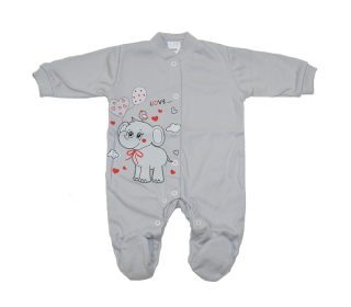 Kojenecký overal Gama šedý se slonem Love vel.56