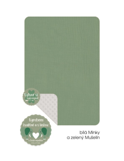 Dětská deka do kočárku Dětský svět, bílá Minky a Mušelín zelený
