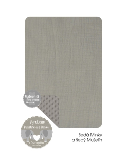 Dětská deka do kočárku Dětský svět, šedé Minky a Mušelín šedý