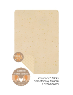 Dětská deka do kočárku Dětský svět, smetanová Minky a Mušelín smetanový s hvězdičkami