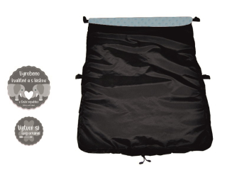 Nepadací deka do kočárku Dětský svět black/světle modrá minky