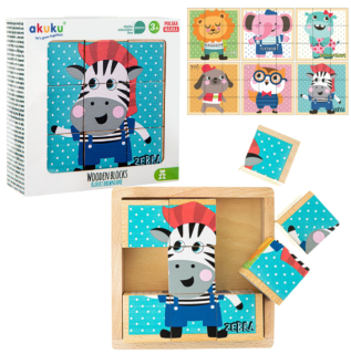 Dřevěné edukační hrací kostky Akuku 9 ks