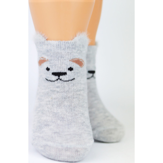 Kojenecké ponožky se 3D motivem NOVITI medvídek šedé 0-6m