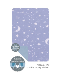 Dětská deka víceúčelová Dětský svět, světle modrý Mušelín a modré hvězdy