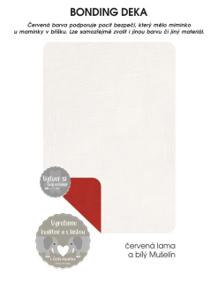 Dětská bonding deka Dětský svět, bílý Mušelín s červenou lamou