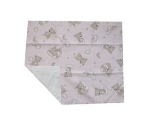 Nepromokavá flanelová podložka New baby, růžový medvídci