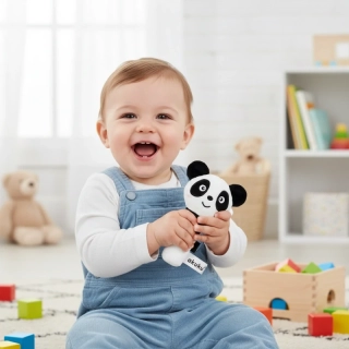 Kojenecká pískací hračka do ruky Akuku panda