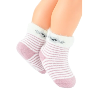 Kojenecké froté ponožky NOVITI růžové s kočičkou vel.0-6 měsíců