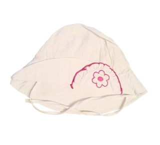 Dětský letní klobouček Krochetta bílý s kytičkou Výprodej