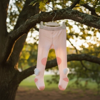 Dívčí punčocháče YO Baby ABS růžové s květinkami vel. 80/86