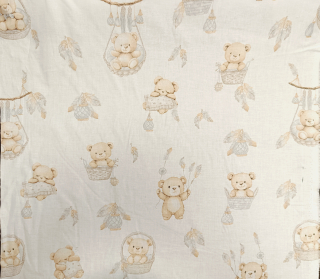 Potisk plátna č.424 medvědí sny na bílém podkladu