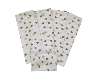 Dětské bavlněné pleny s obrázkem béžových srdíček 70x80 cm | Pleny pro miminka s potiskem