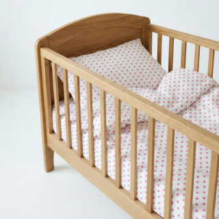 Povlečení do postýlky Dětský svět – růžový puntík na bílém podkladu