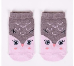 Kojenecké bavlněné ponožky YO BABY šedorůžová sova 3-6 měsíců