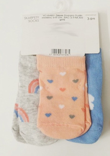 Kojenecké bavlněné ponožky YO BABY Nebe sada 3párů 3-6 měsíců