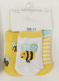 Kojenecké bavlněné ponožky YO BABY Včelka sada 3 párů 3-6 měsíců