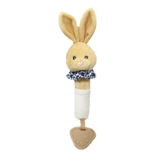 Plyšový béžový králíček Tulilo s kousátkem – hračka do ruky pro miminka 🐰👶
