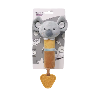 Plyšová šedá koala Tulilo s kousátkem – hračka do ruky pro miminka 🐨👶