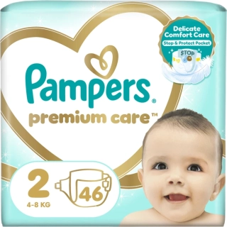 Pampers Premium Care 2 4–8 kg – jednorázové pleny pro miminka 46 ks 👶💙