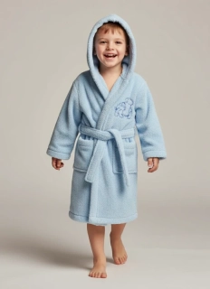 Dětský župan Dětský svět Lamový světle modrý s volitelnou výšivkou