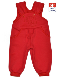 Dětské tepláčky Dětský svět červené s medvídkem a čepičkou