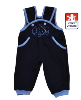 Dětské tepláčky zahradníčky Dětský svět tmavě modré s rybkou
