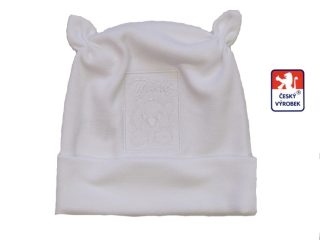 Bavlněná dětská čepička Teddy, bílá