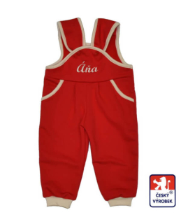 Dětské tepláčky se jménem Dětský svět červenobéžové